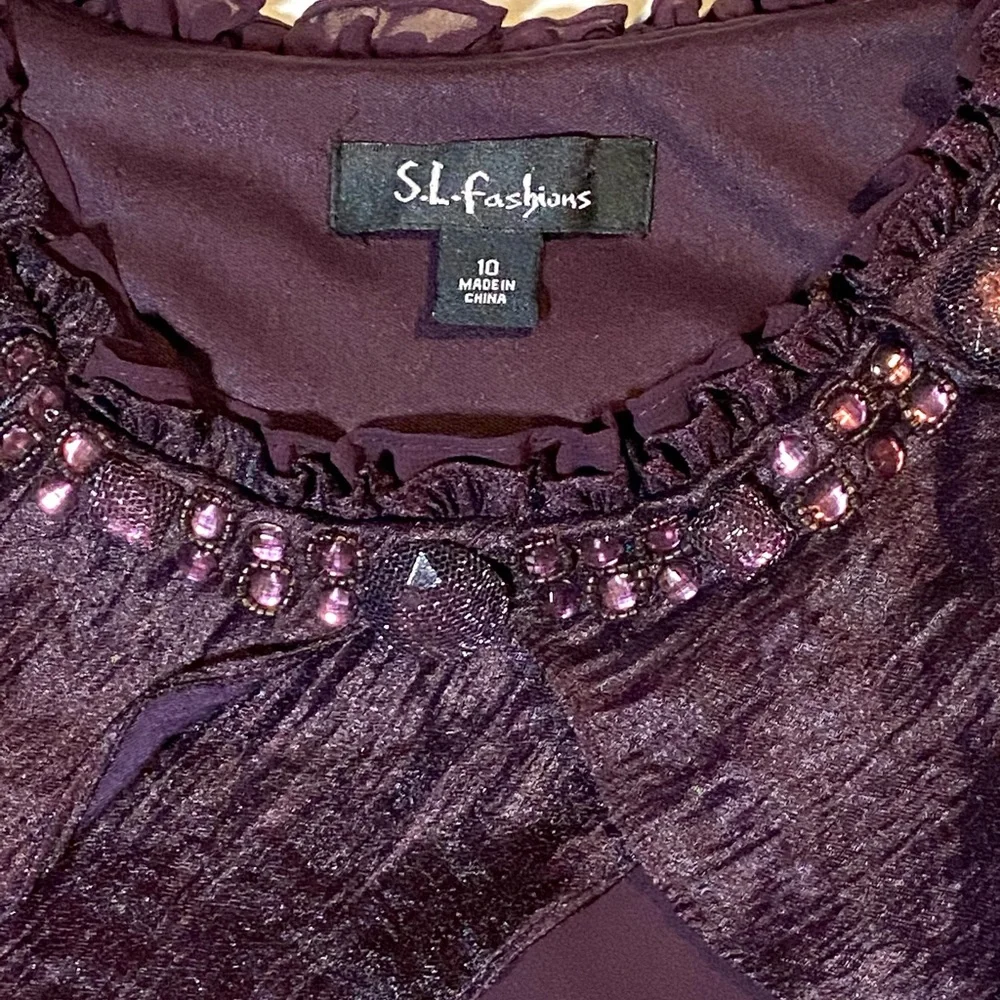 HP 🎉 S.L. Fashions plum colored dress size 10 - Picture 4 of 8